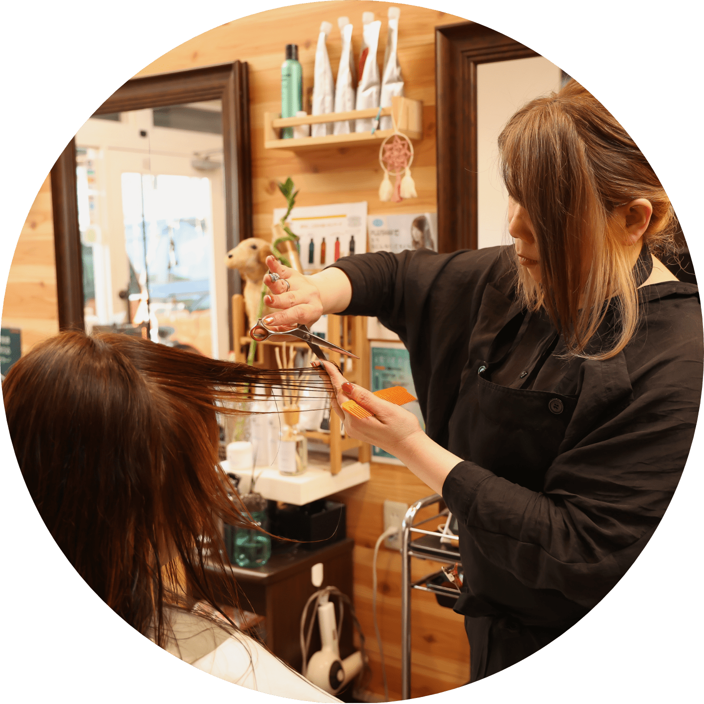 ヘアカット施術中の様子